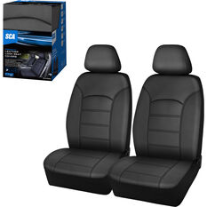SCA Leather Look Seat Covers Black Adjustable Headrests Airbag Compatible 30SAB, , scaau_hi-res