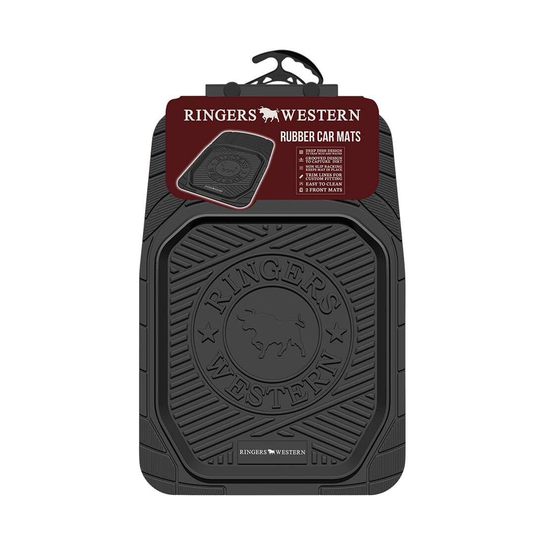 Ringers Western Car Floor Mats - Black Rubber Front Pair, , scaau_hi-res