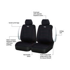 Ridge Ryder Neoprene Seat Covers Black/Red Adjustable Headrests Airbag Compatible 30SAB, , scaau_hi-res