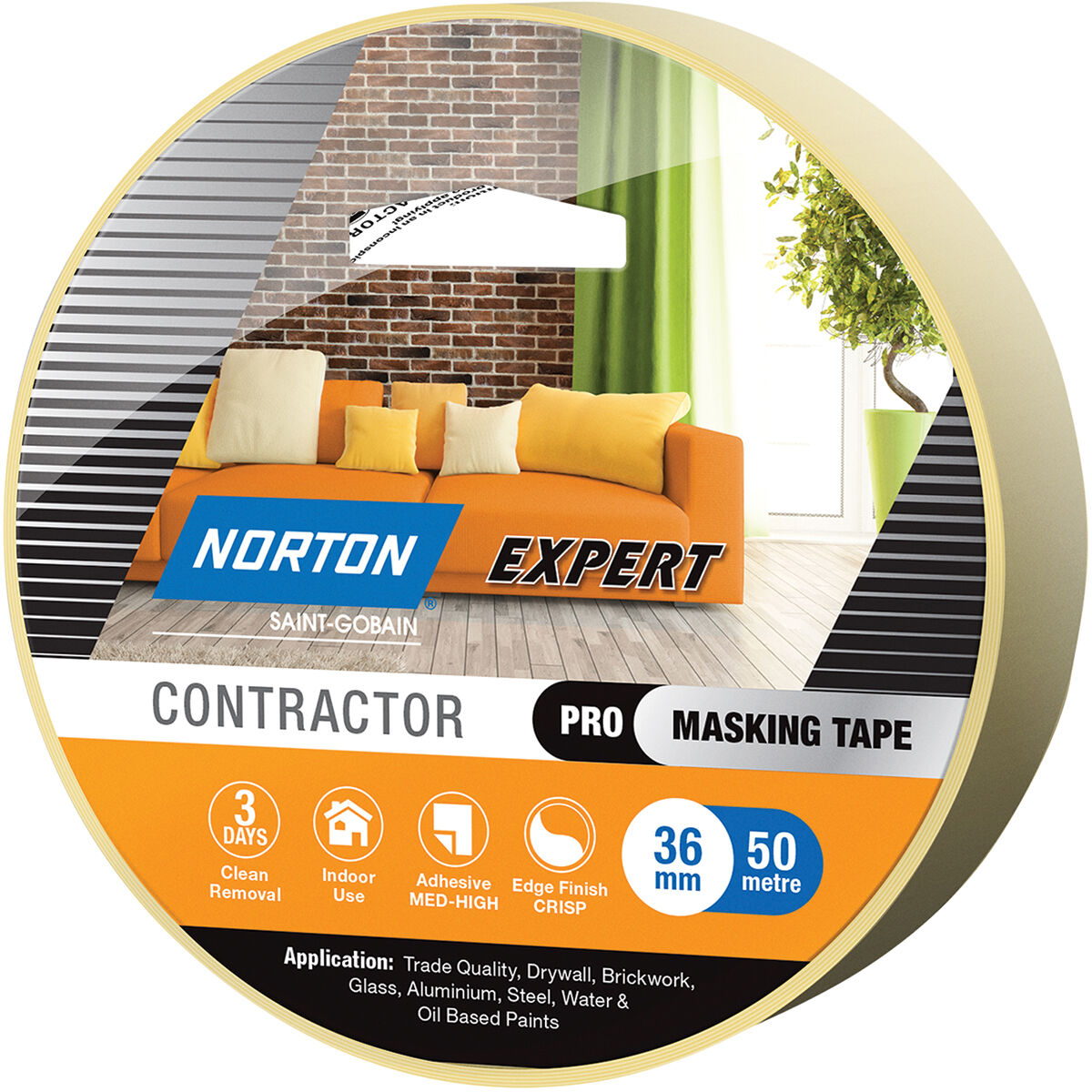 Norton Expert 3 Day Masking Tape - 36mm x 50m, , scaau_hi-res