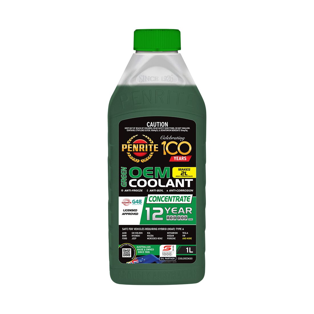 Penrite Green Long Life Anti Freeze / Anti Boil Coolant Concentrate - 1 Litre, , scaau_hi-res