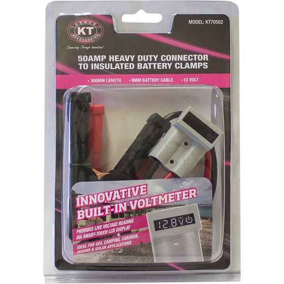 KT Cable Connector 50AMP, Voltmeter, Insulated Battery Clamps