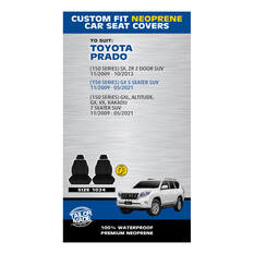 Getaway Neoprene Ready Made Seat Covers Front Pair Black suits Prado, , scaau_hi-res