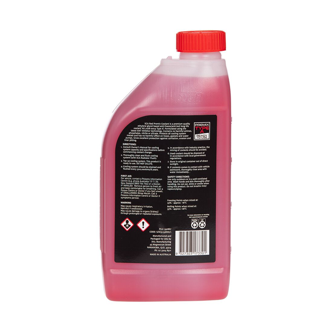SCA Red Long Life Coolant Premix - 1 Litre, , scaau_hi-res
