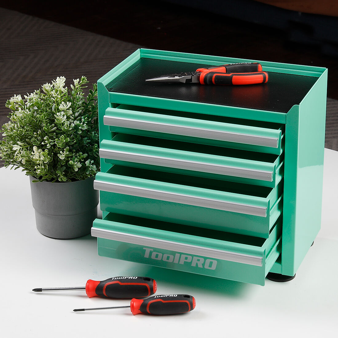ToolPRO Mini Tool Cabinet 4 Drawer Aqua, , scaau_hi-res