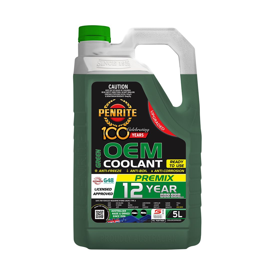 Penrite Green Long Life Anti Freeze / Anti Boil Coolant Premix - 5 Litres, , scaau_hi-res