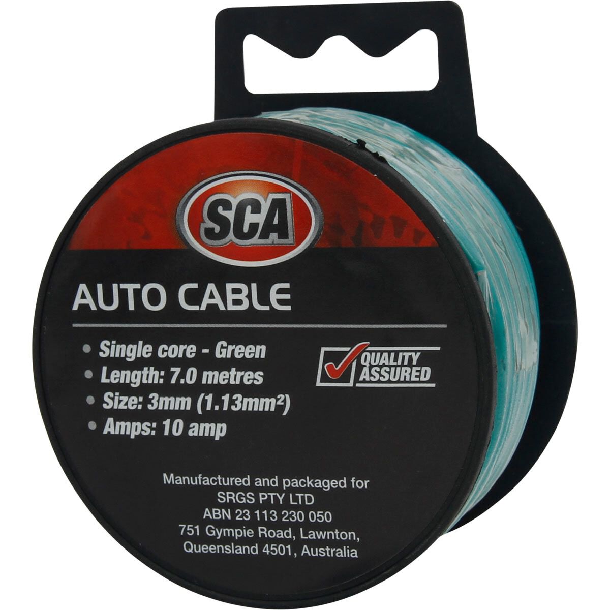 SCA Automotive Cable - Single Core, 10 Amp 3mm x 7m, Green, , scaau_hi-res