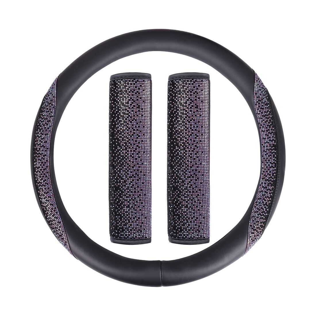 SCA Ombre Bling Leather Look Steering Wheel Cover and Seat Belt Buddies, , scaau_hi-res