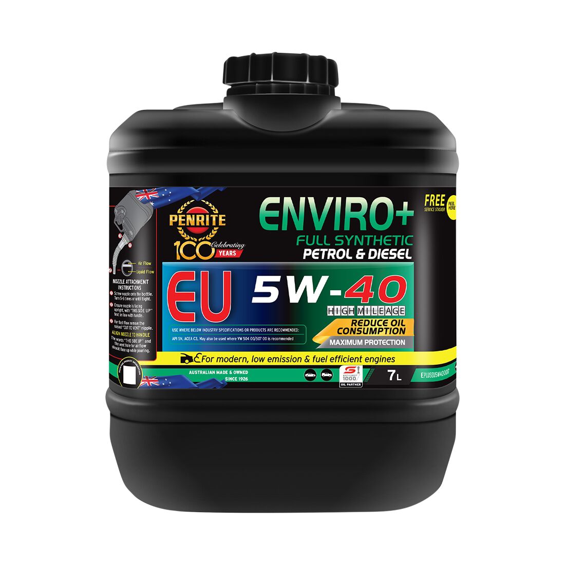 Penrite Enviro+ EU Engine Oil - 5W-40 7 Litre, , scaau_hi-res