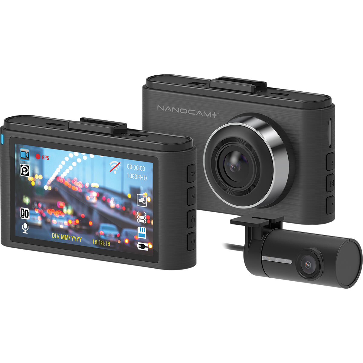 Nanocam+ 1080p FHD Front and Rear Dash Cam WiFi &amp; Super Capacitor NCP-DVRW2S, , scaau_hi-res