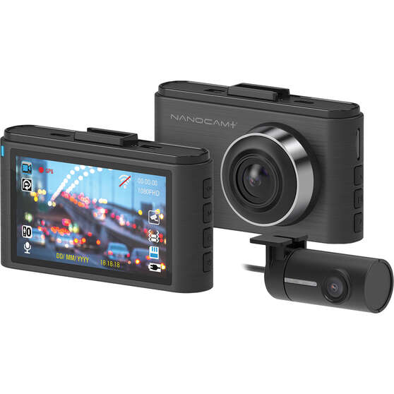 Nanocam+ 1080p FHD Front and Rear Dash Cam WiFi & Super Capacitor NCP-DVRW2S, , scaau_hi-res