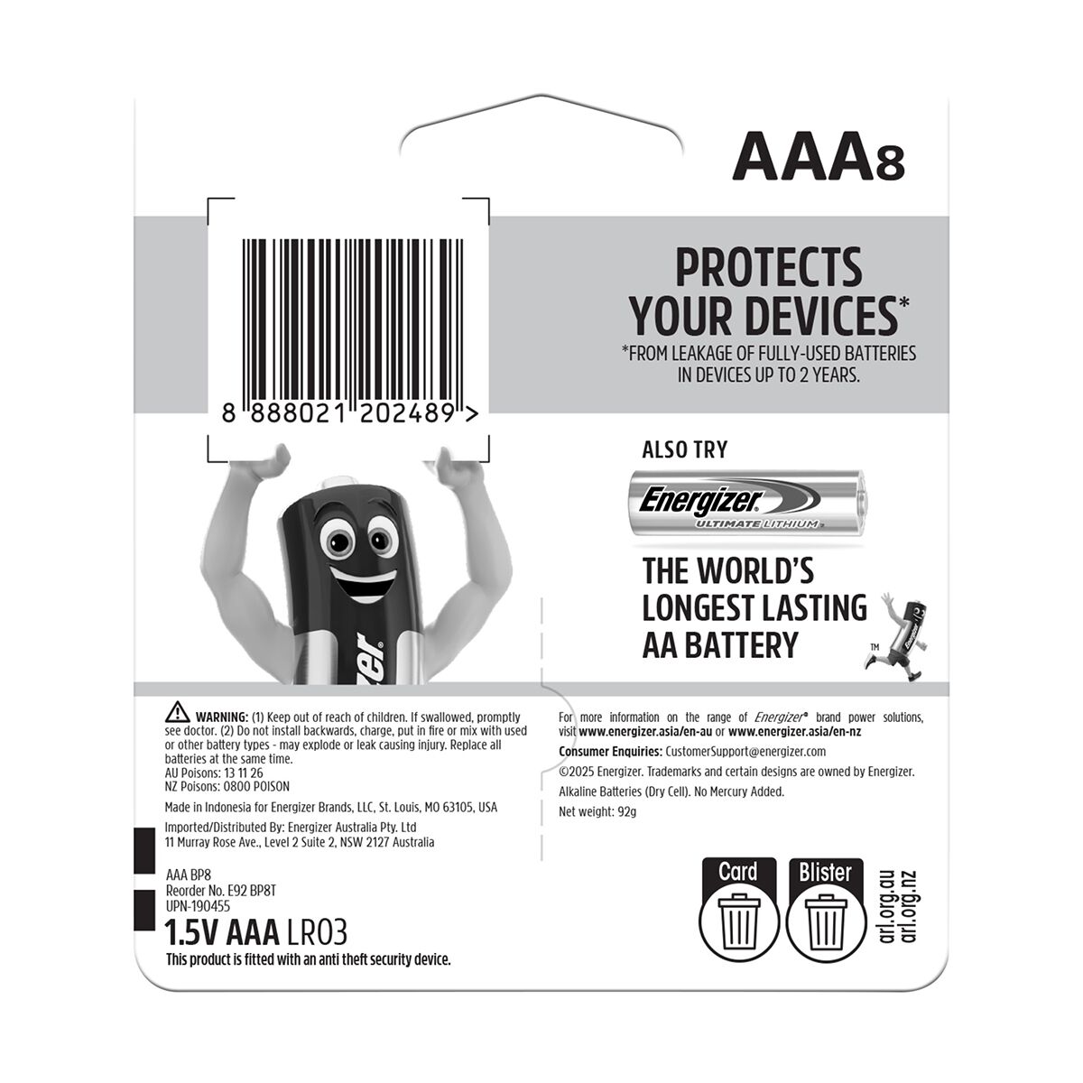 Energizer Max AAA Battery - 8 Pack, , scaau_hi-res