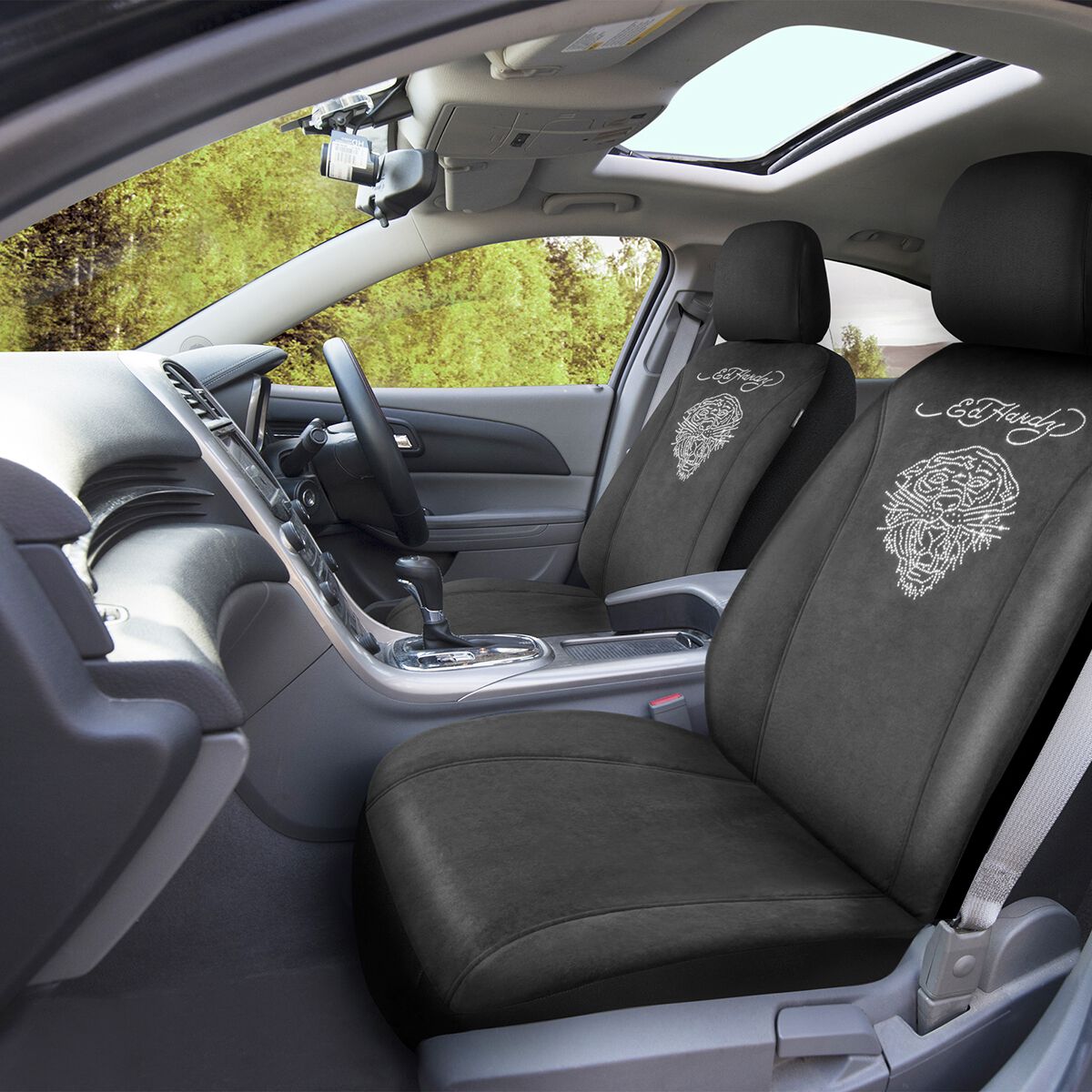 Ed Hardy Tiger Bling Seat Cover - Velvet/Black 30SAB, , scaau_hi-res