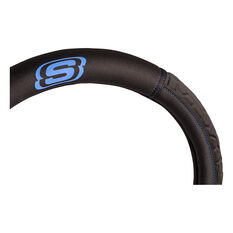 Skechers Gel Memory Foam Steering Wheel Cover Black/Blue 380mm, , scaau_hi-res