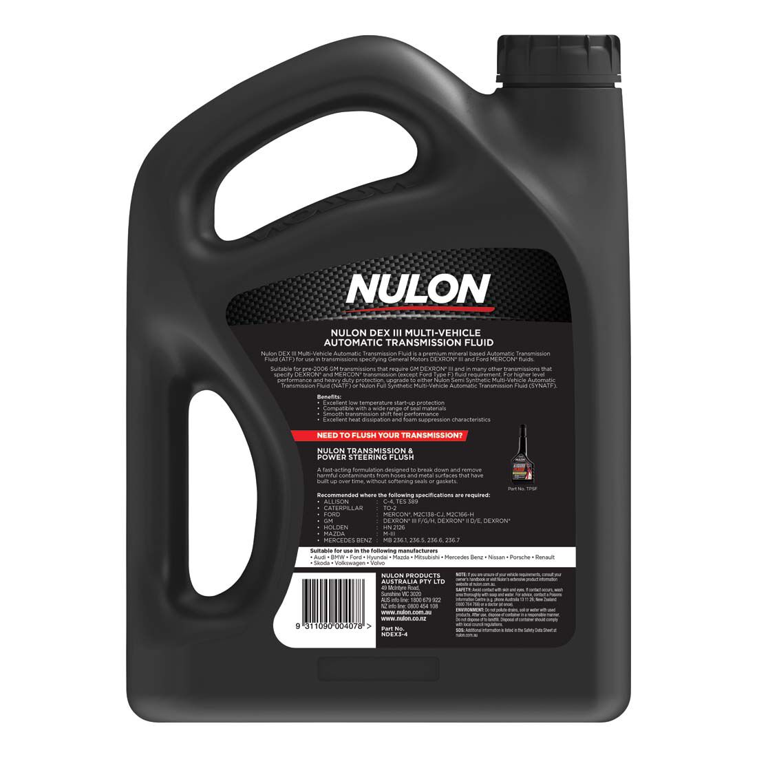 Nulon ATF DX-III Automatic Transmission Fluid 4 Litre, , scaau_hi-res