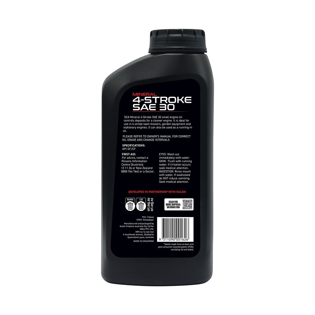 SCA Mineral Small Engine Oil 4 Stroke 1 Litre, , scaau_hi-res