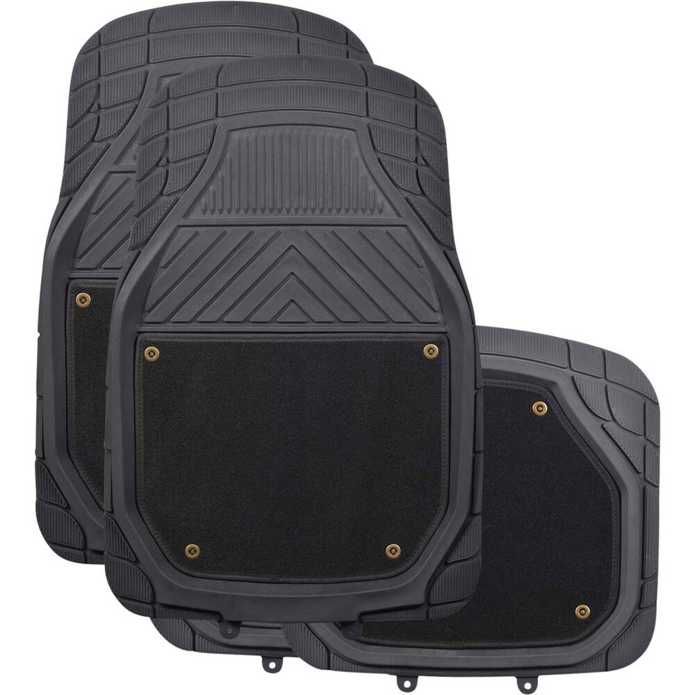Car Rug Disc Ridge Ryder Deep Dish Combo Carpet/PVC Car Floor Mats - Set of 4, Black ...
