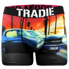 Tradie Mens Sunrise Speedster Trunks Red S, Red, scaau_hi-res