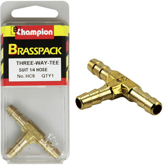 Champion T Pieces - 1 / 4inch, Brass, , scaau_hi-res