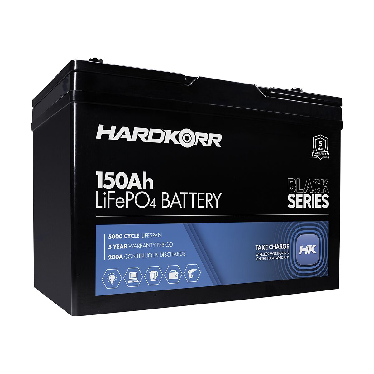 Hardkorr Lithium Deep Cycle Battery 12.8V 150Ah LiFePO4 With Bluetooth, , scaau_hi-res