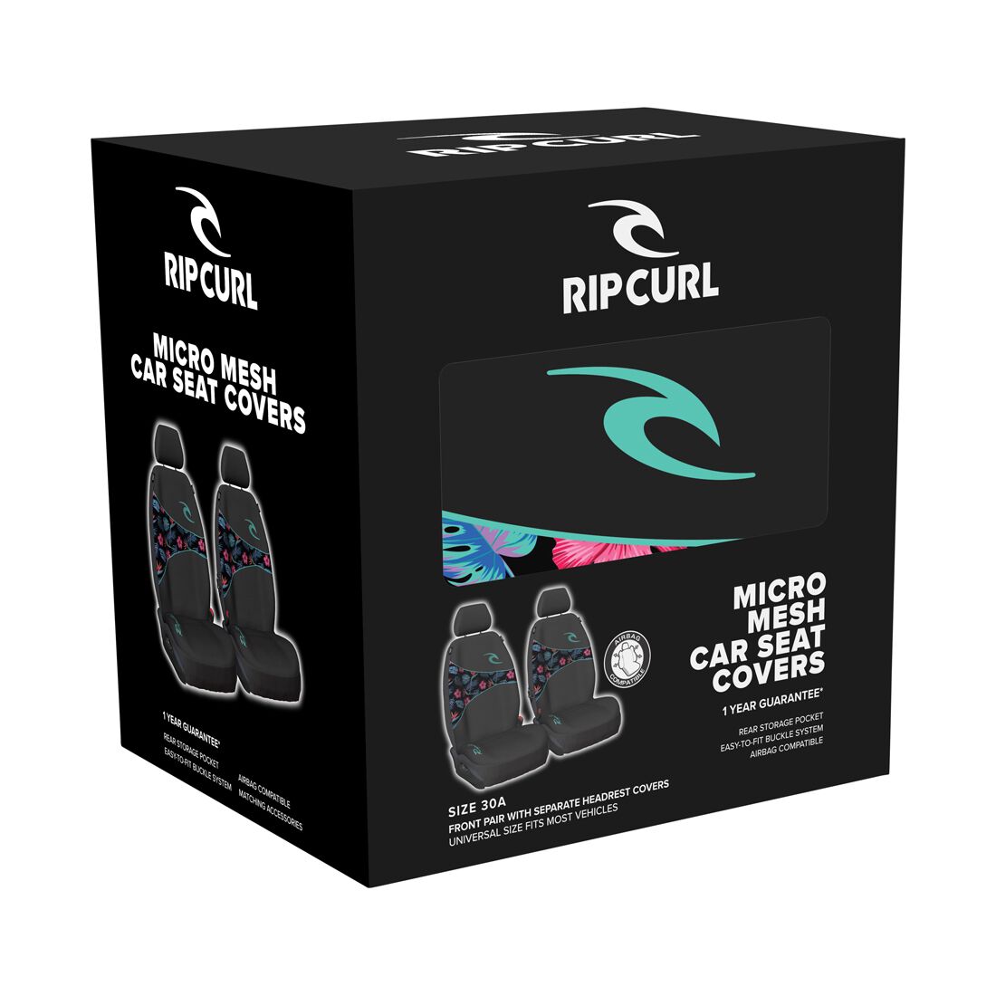 Rip Curl Tropical Floral Micro Mesh Seat Covers Adjustable Headrests Airbag Compatible, , scaau_hi-res