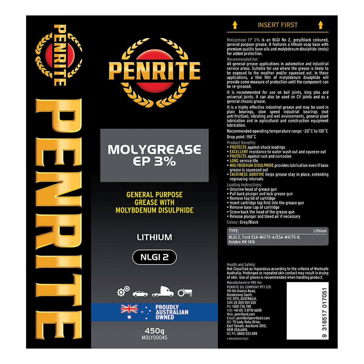 Penrite Molygrease EP 3% 450g, , scaau_hi-res