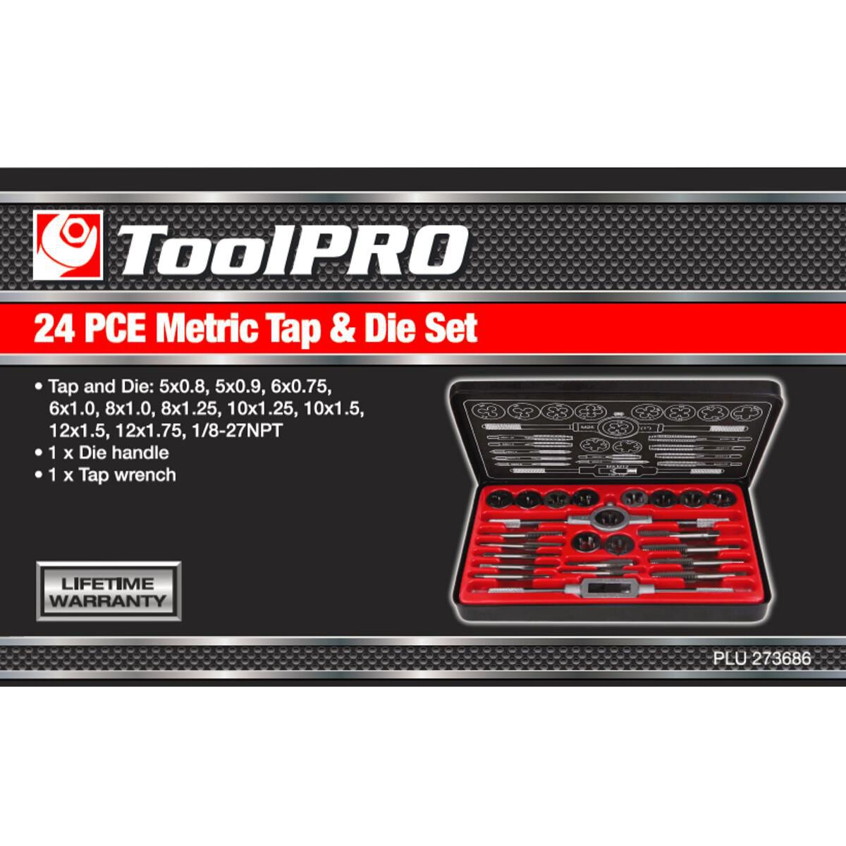 ToolPRO Tap and Die Set Metric 24 Piece Supercheap Auto