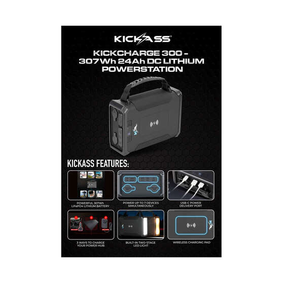KickAss KickCharge 300 Lithium Portable Power Station, , scaau_hi-res
