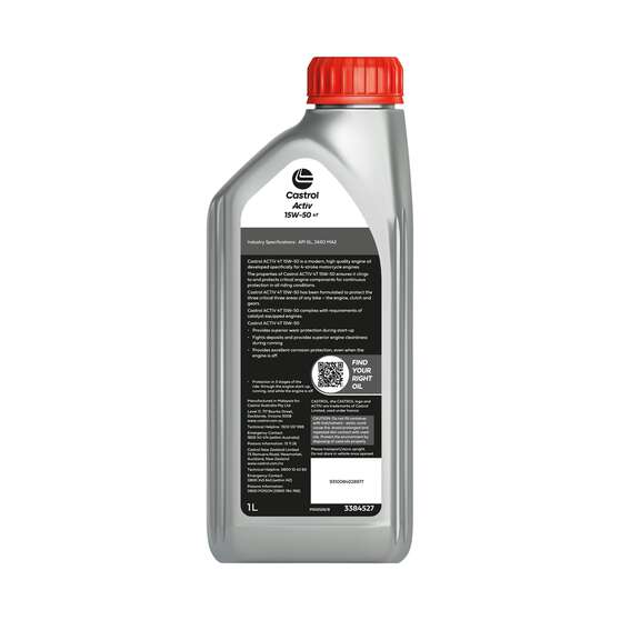 Castrol ACTIV 4T Motorcycle Oil 15W-50 1 Litre, , scaau_hi-res