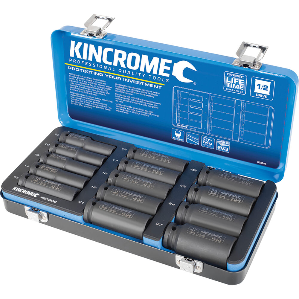 Kincrome Impact Deep Socket Set Metric 1/2" Drive 14 Piece Supercheap