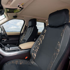 SCA Leather Look & PVC Seat Covers Black/Gold Adjustable Headrests Airbag Compatible, , scaau_hi-res