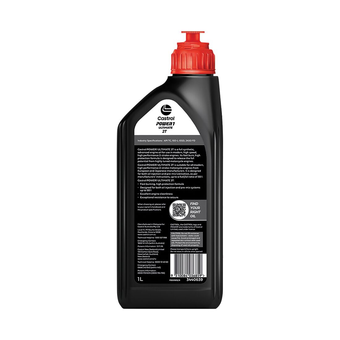 Castrol POWER 1 2T RACING Motorcycle Oil 1 Litre, , scaau_hi-res