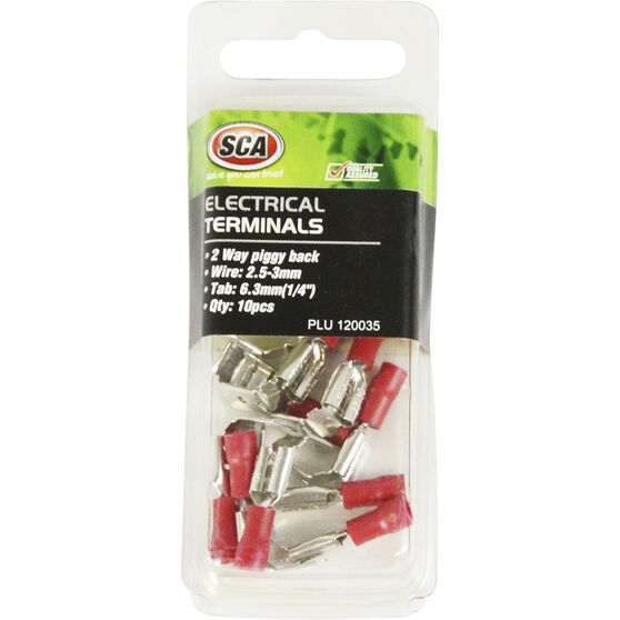 SCA Electrical Terminals 2 Way Piggy Back, 6.3mm Red, 10 Pack Supercheap Auto