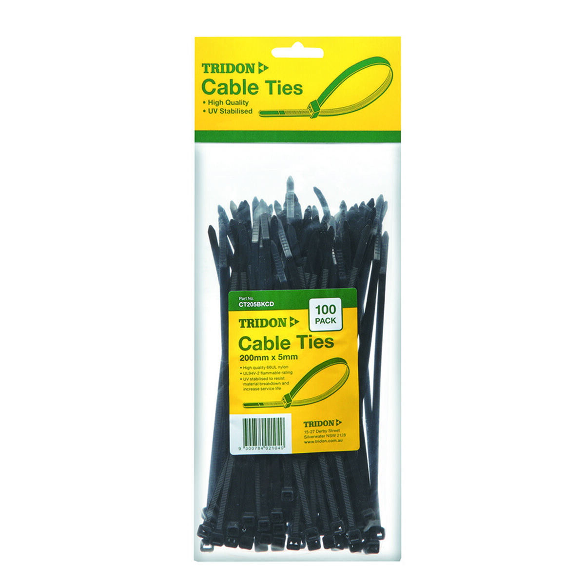 Tridon Cable Ties - Black, 200mm x 5mm, 100 Pack, , scaau_hi-res