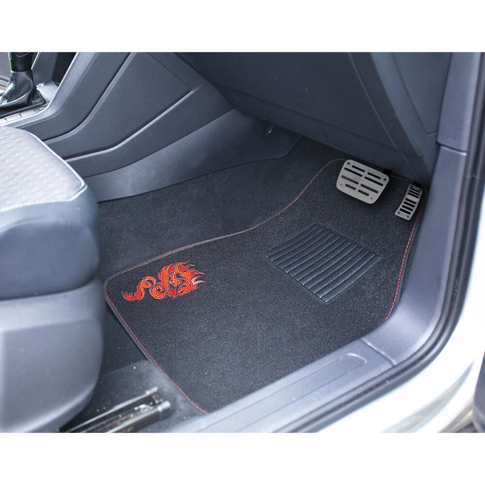 SCA Dragon Floor Mats Carpet Black/Red Set of 4 Supercheap Auto