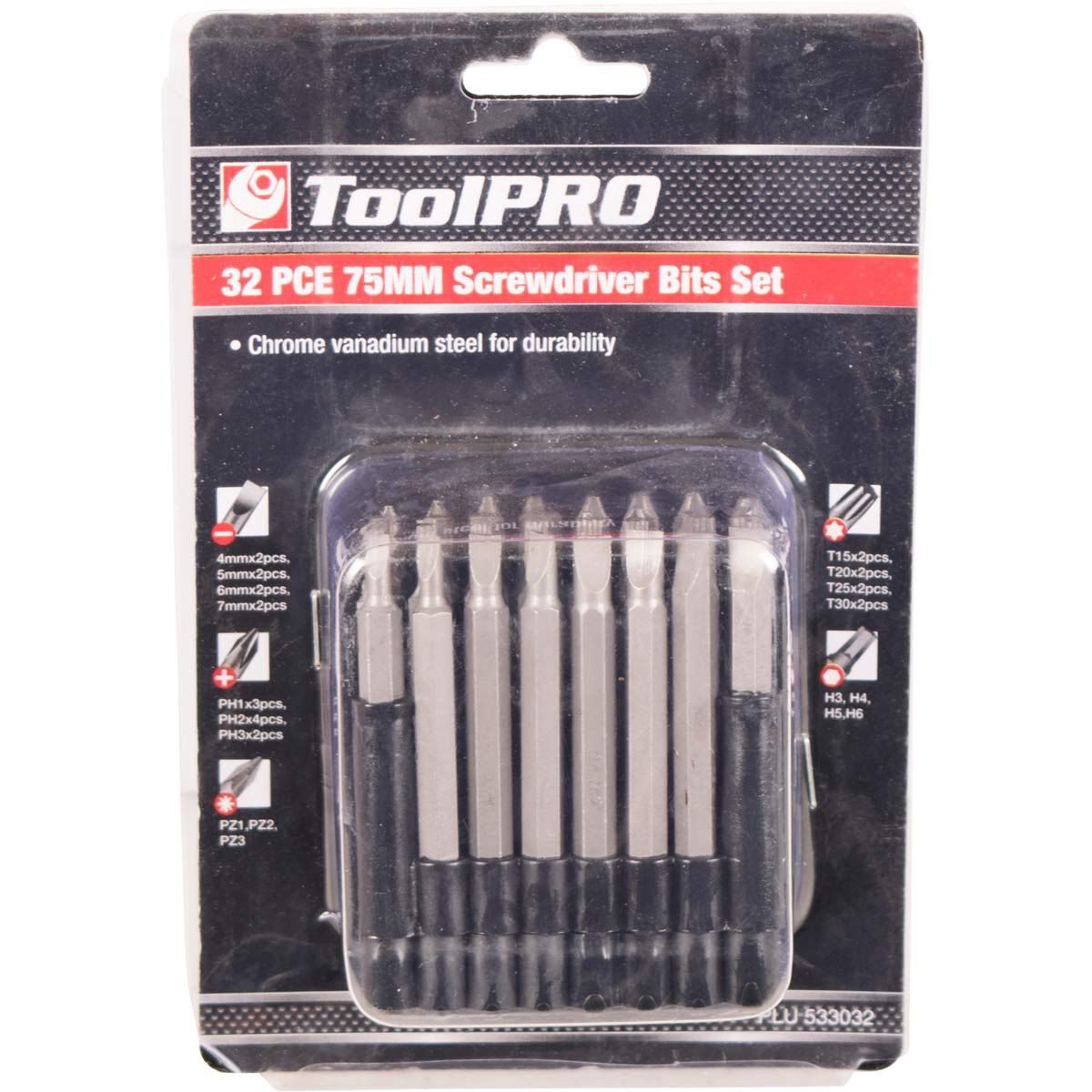 ToolPRO Driver Bit Set 75mm 32 Piece, , scaau_hi-res