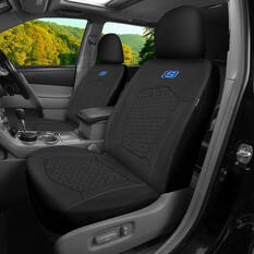 Skechers Gel Memory Foam Seat Covers Black/Blue Adjustable Headrests Airbag Compatible 30SAB, , scaau_hi-res