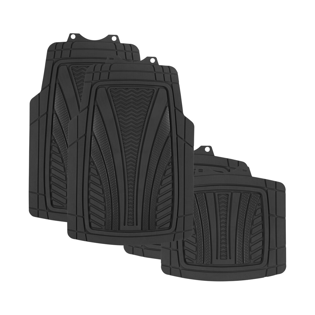 SCA Car Floor Mats PVC Rubber Heavy-Duty Trim Black Set of 4, , scaau_hi-res