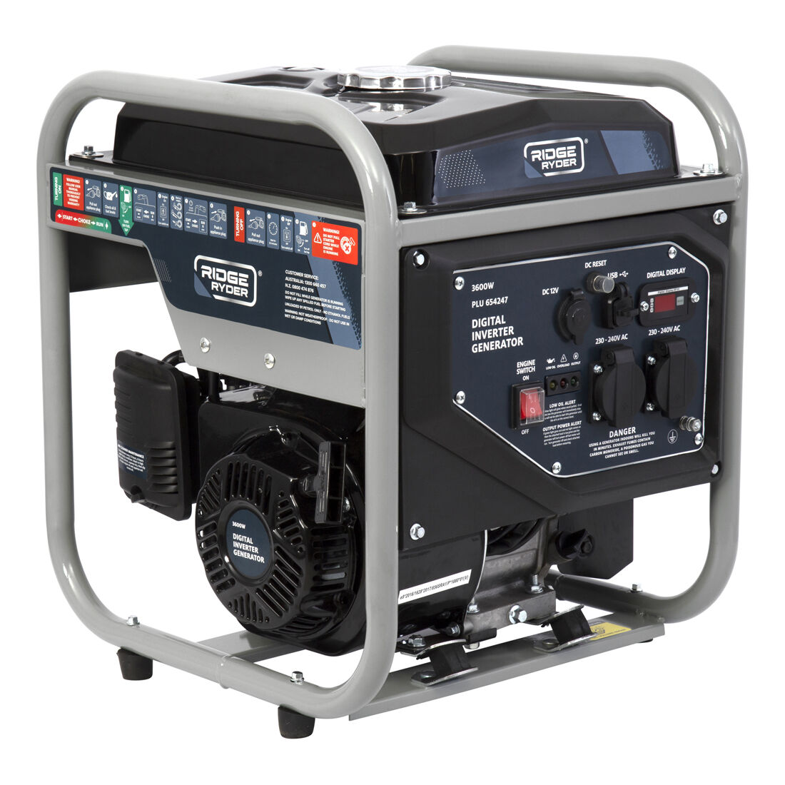 Ridge Ryder 3600W Inverter Generator Open Frame, , scaau_hi-res