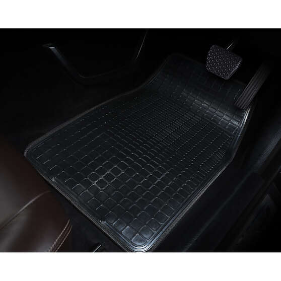 SCA Reversible Carpet/Rubber Car Floor Mats - Set of 4, Black, , scaau_hi-res