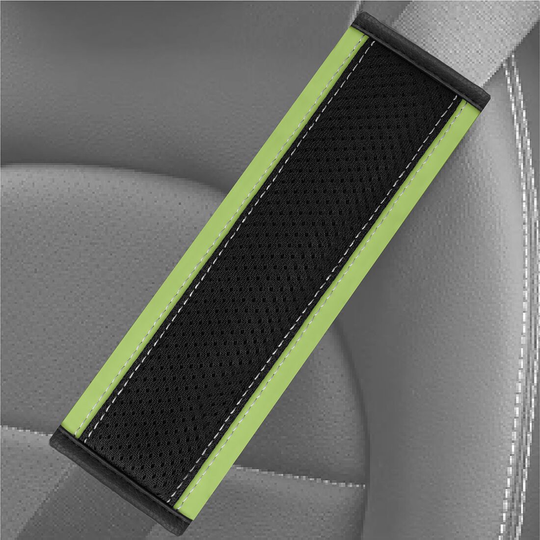 SCA Steering Wheel Cover & Seat Belt Buddie Set Lime Green, , scaau_hi-res