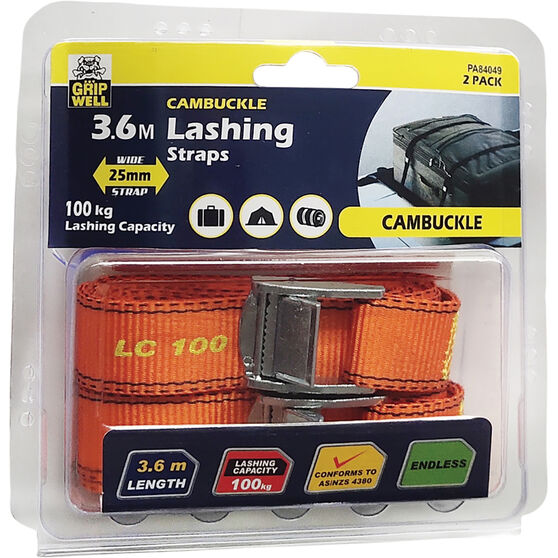 Gripwell Luggage Strap 3.6m, 100kg, 2 Pack Supercheap Auto