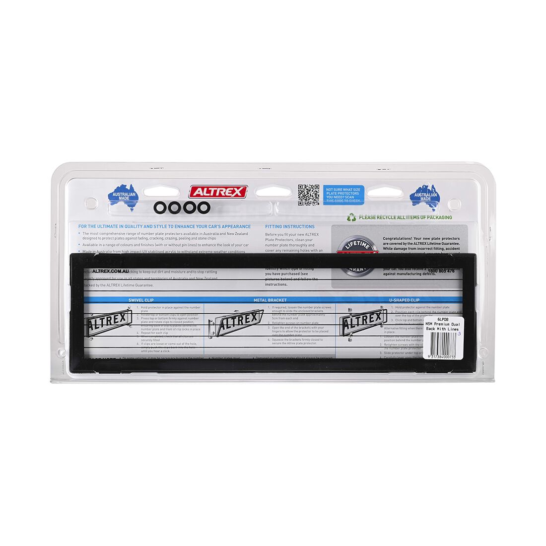 Altrex Number Plate Protector - 6 Figure Premium With Lines 6LPDB, , scaau_hi-res