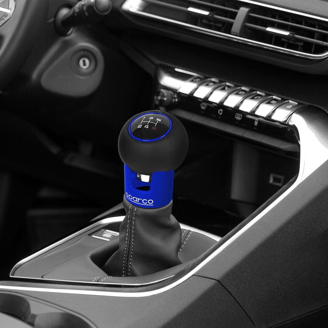 Sparco JDM Gear Knob Aluminium and Leather-look, , scaau_hi-res