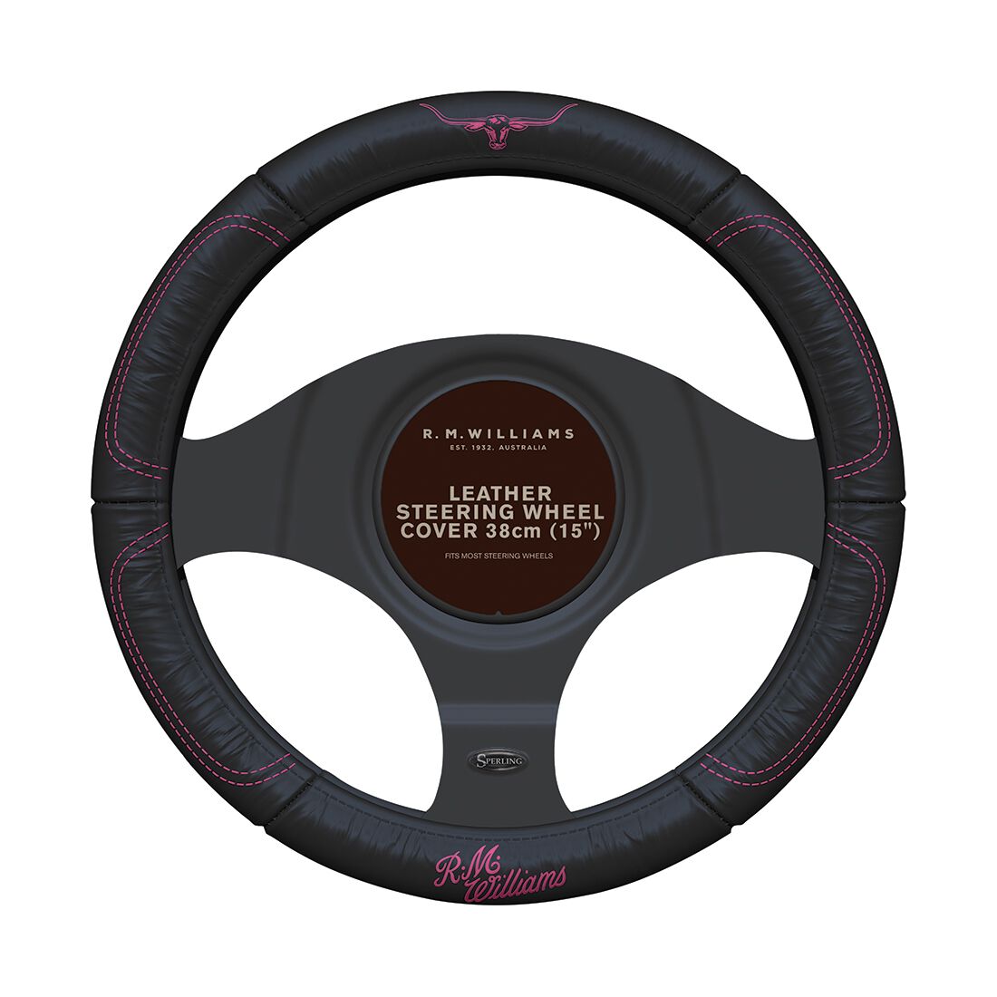 R.M.Williams Jillaroo Steering Wheel Cover Leather Black and