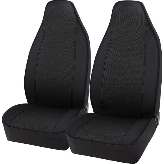 SCA Jacquard Seat Covers Black Built-In Headrests Airbag Compatible, , scaau_hi-res