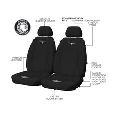 R.M. Williams Neoprene Seat Cover Black Adjustable Headrests Size 30 Front Pair Airbag Compatible, , scaau_hi-res