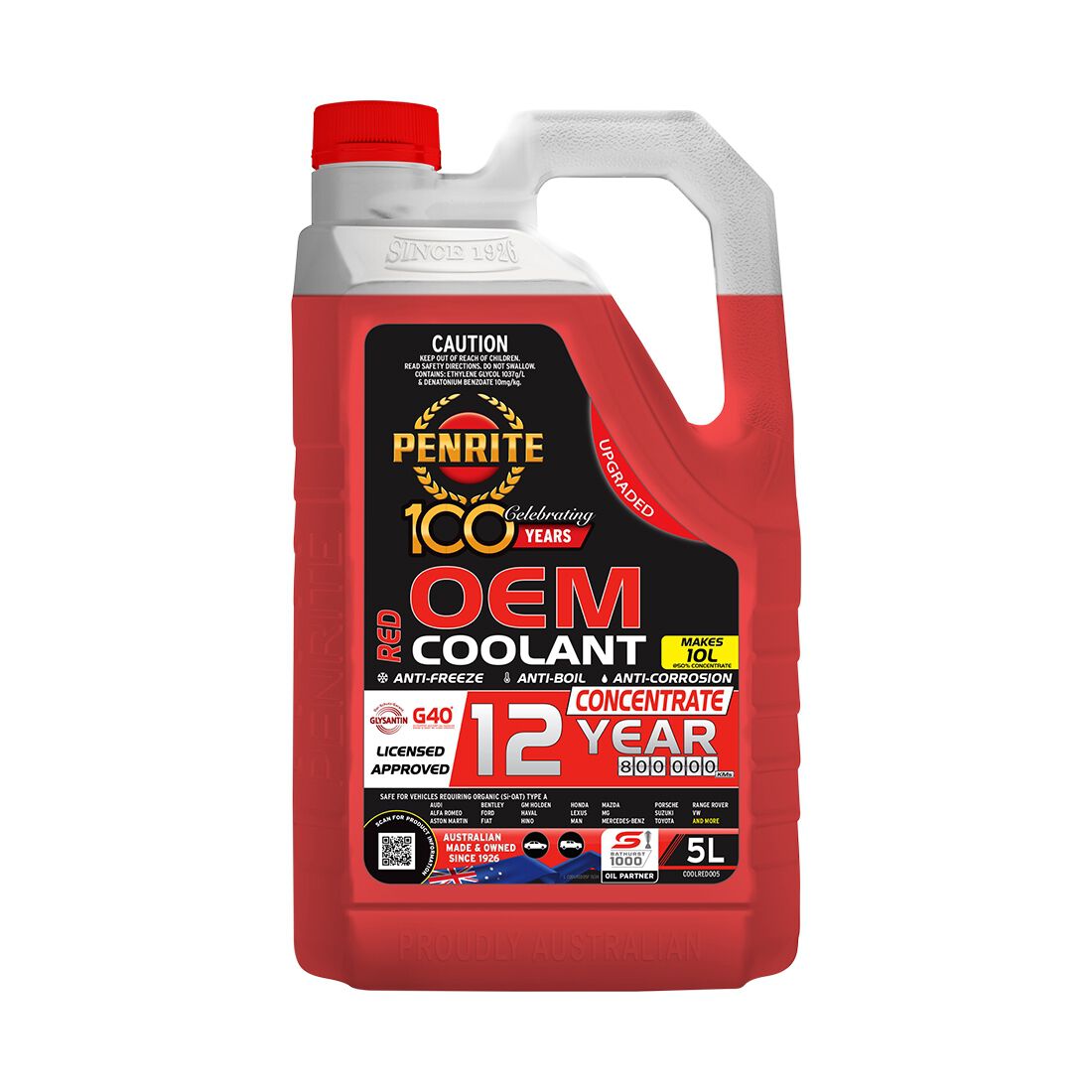 Penrite Red Long Life Anti Freeze / Anti Boil Coolant Concentrate - 5 Litres, , scaau_hi-res