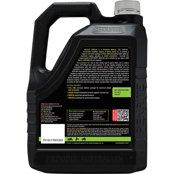 Penrite Mc 4st Mineral Motorcycle Oil 20w 50 4 Litre Supercheap Auto