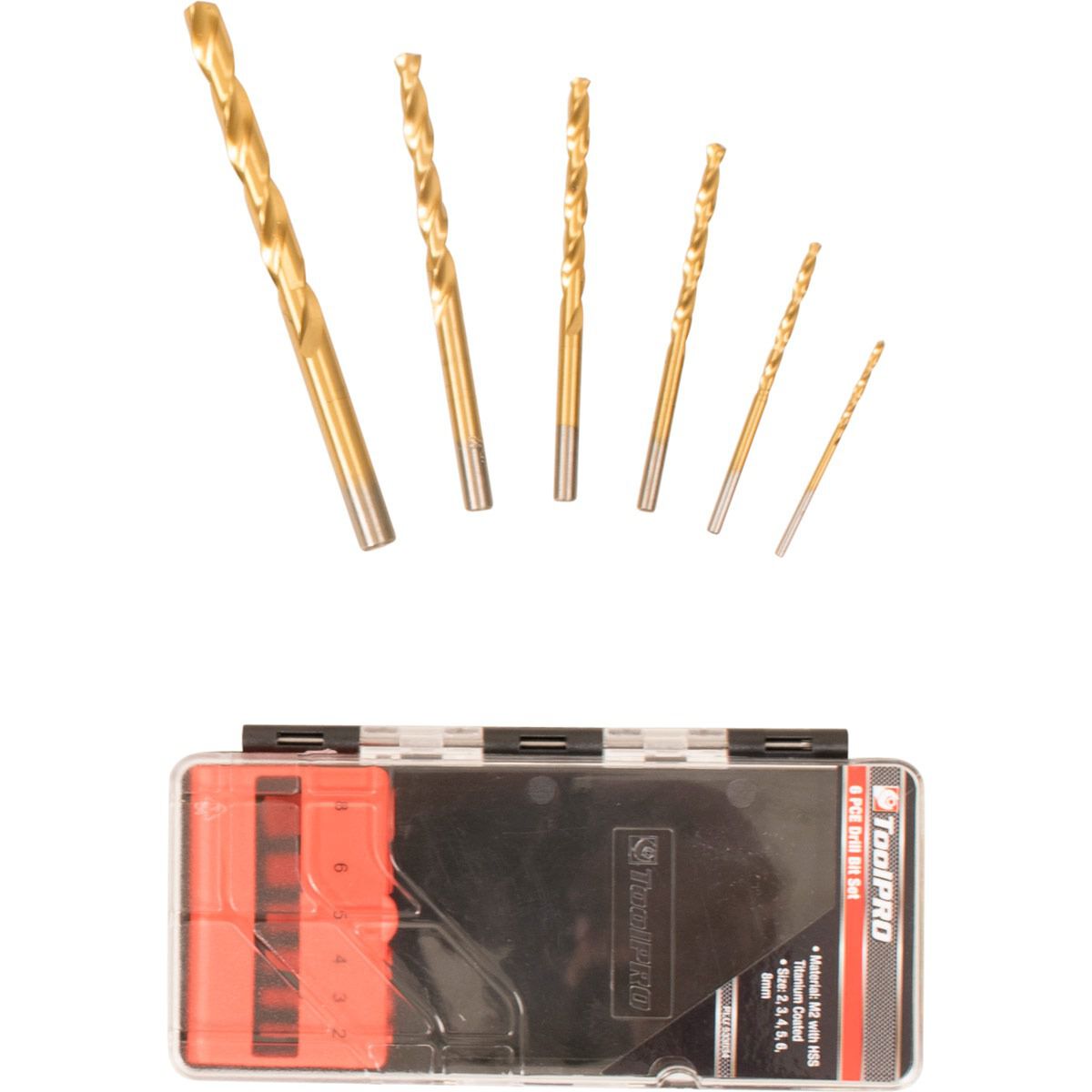 ToolPRO Tin Coated Drill Bit Set 6 Piece, , scaau_hi-res